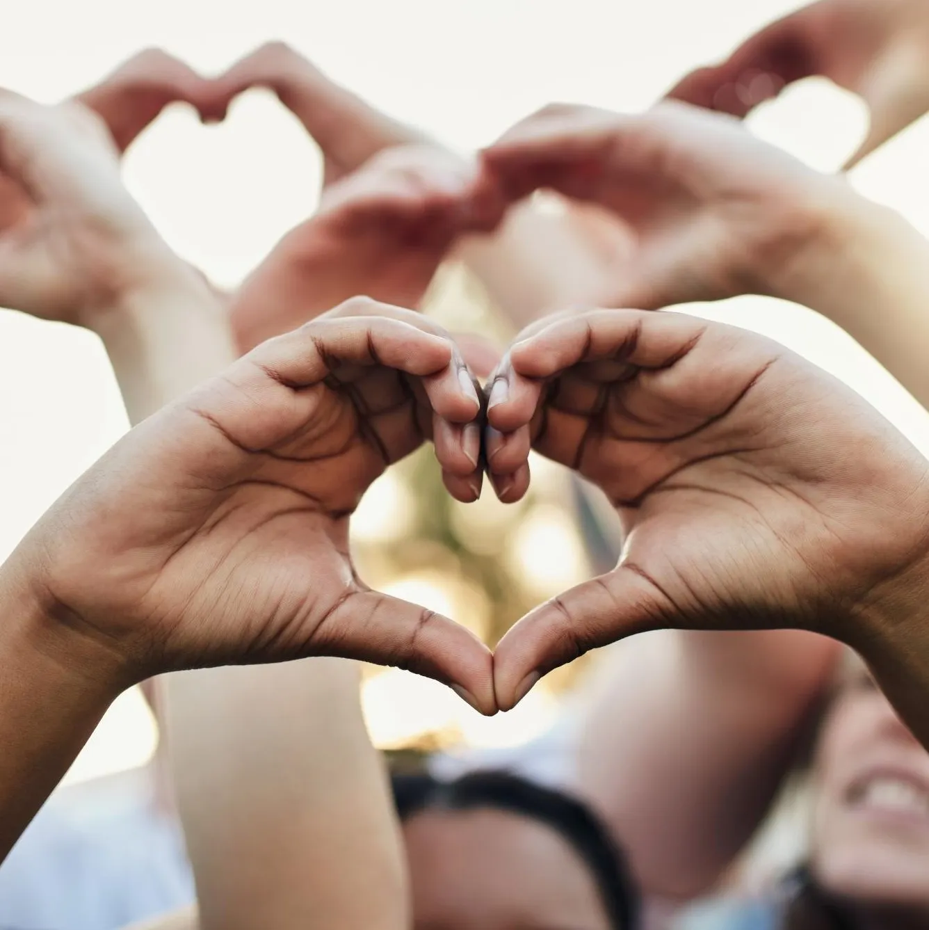 group of hand making the sign of a heart